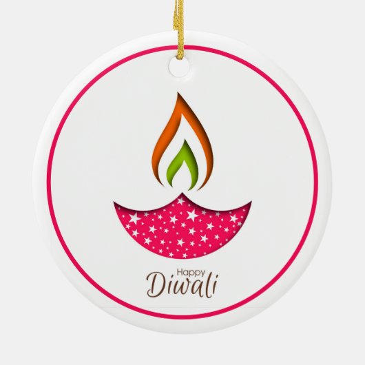 Happy Diwali Ceramic Ornament (Achterkant)