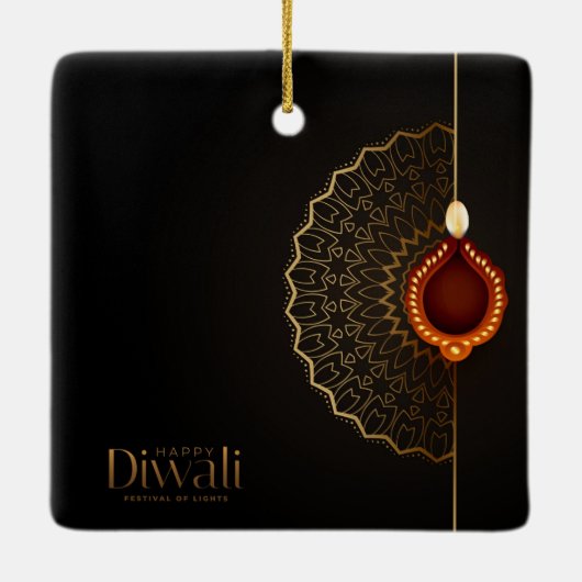 Happy Diwali Ceramic Ornament (Achterkant)