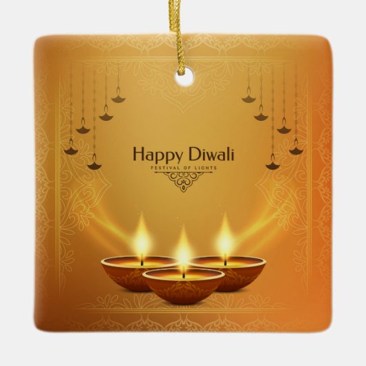 Happy Diwali Ceramic Ornament (Voorkant)