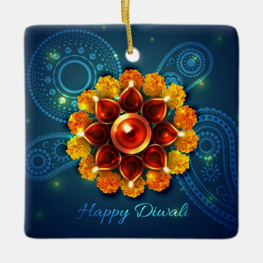 Happy Diwali Ceramic Ornament (Voorkant)