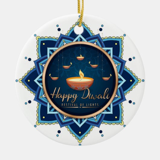 Happy Diwali Ceramic Ornament (Voorkant)