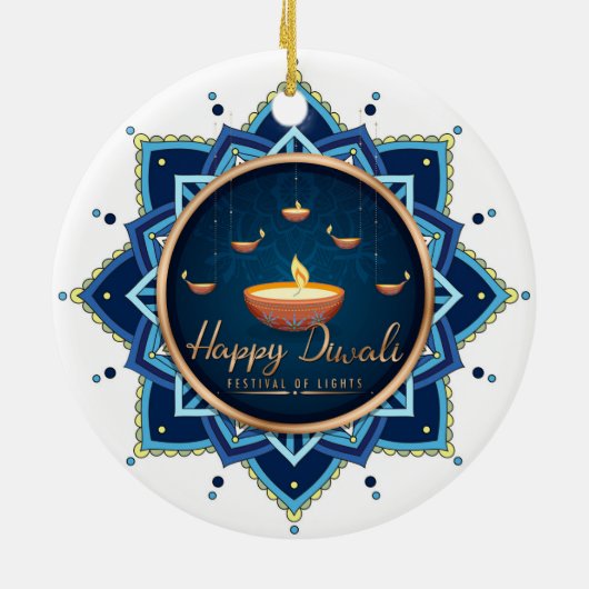 Happy Diwali Ceramic Ornament (Achterkant)