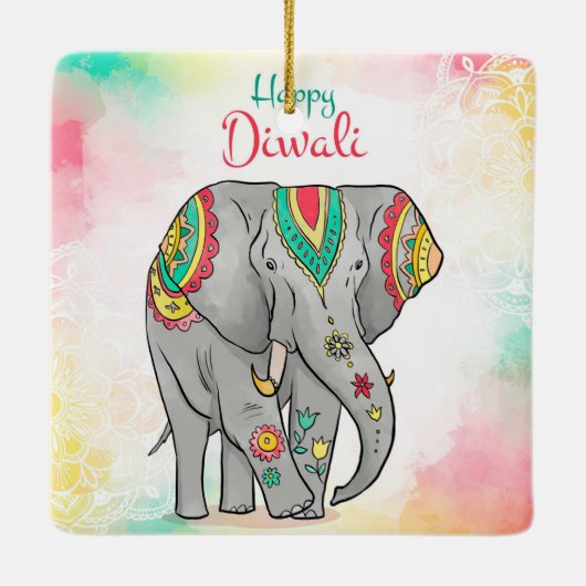 Happy Diwali Ceramic Ornament (Achterkant)