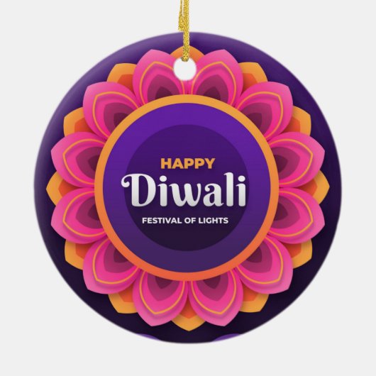 Happy Diwali Ceramic Ornament (Achterkant)