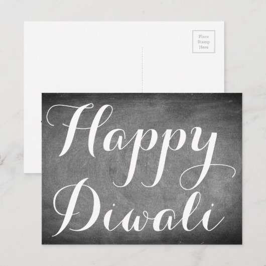 Happy Diwali Chalkboard Typography Custom Card Briefkaart (Voorkant / Achterkant)