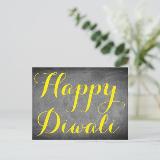 Happy Diwali Chalkboard Typography Custom Kaart (Staand voorkant)