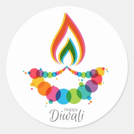 Happy Diwali Classic Round Sticker (Voorkant)