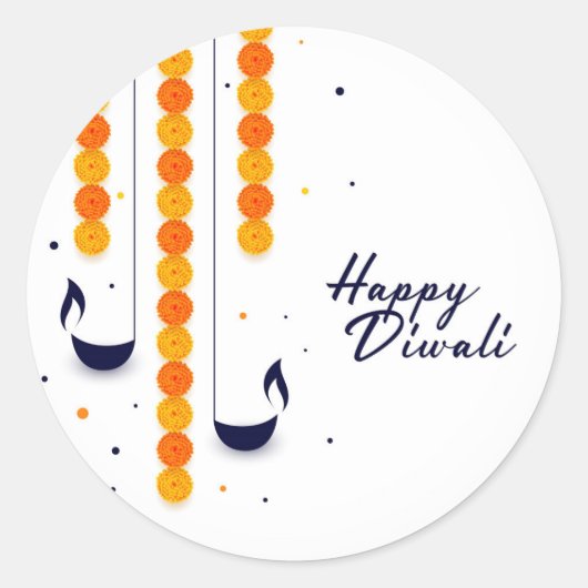 Happy Diwali Classic Round Sticker (Voorkant)