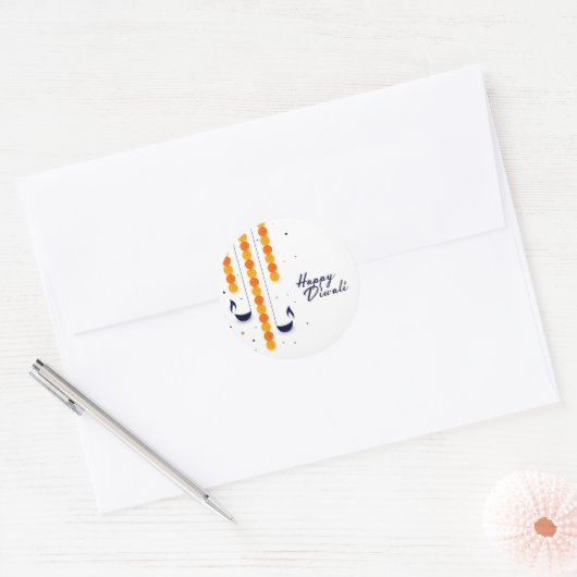 Happy Diwali Classic Round Sticker (Envelop)