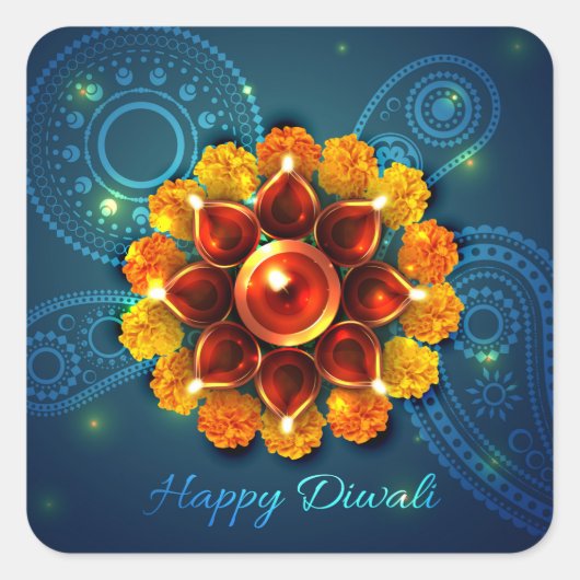 Happy Diwali Classic Square Sticker (Voorkant)