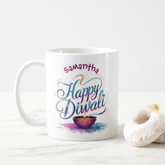 Happy Diwali customisable white  Koffiemok