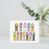 Happy Diwali, Cute Cartoon Cats. Briefkaart (Staand voorkant)