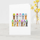 Happy Diwali Cute Cartoon Cats Kaart (Gele Bloem)