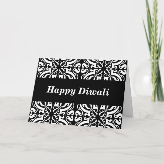 Happy diwali damask (b & w) kaart (Voorkant)