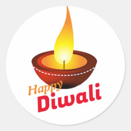 Happy Diwali deepak Ronde Sticker