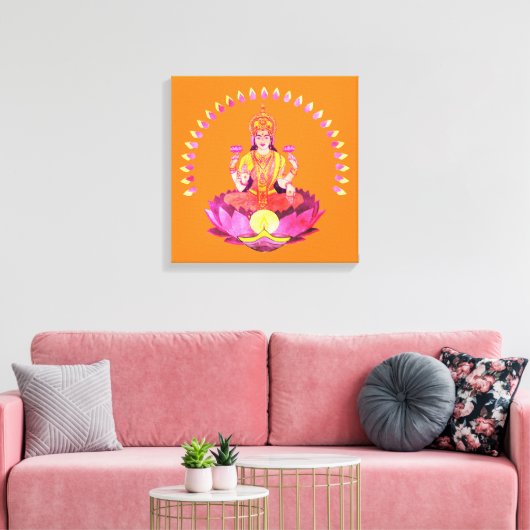 Happy Diwali - Deepalavi Lakshmi Goddess 1 Canvas Afdruk (Insitu (Woonkamer))
