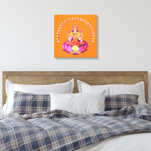 Happy Diwali - Deepalavi Lakshmi Goddess 1 Canvas Afdruk (Insitu (Slaapkamer))