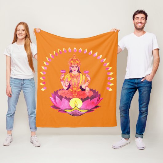 Happy Diwali - Deepalavi Lakshmi Goddess 1 Fleece Deken (In situ)