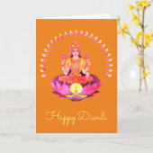 Happy Diwali - Deepalavi Lakshmi Goddess 1 Kaart (Gele Bloem)