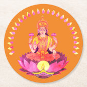 Happy Diwali - Deepalavi Lakshmi Goddess 1 Ronde Kartonnen Onderzetter (Voorkant)