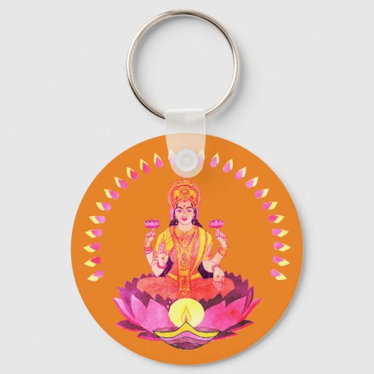 Happy Diwali - Deepalavi Lakshmi Goddess 1 Sleutelhanger (Voorkant)