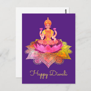 Happy Diwali - Deepalavi Lakshmi Goddess 4 Briefkaart