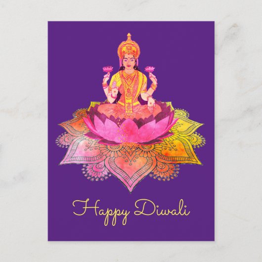 Happy Diwali - Deepalavi Lakshmi Goddess 4 Briefkaart (Voorkant)