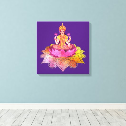 Happy Diwali - Deepalavi Lakshmi Goddess 4 Canvas Afdruk (Insitu (Houten vloer))