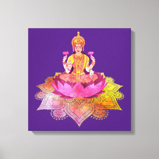 Happy Diwali - Deepalavi Lakshmi Goddess 4 Canvas Afdruk (Voorkant)
