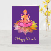 Happy Diwali - Deepalavi Lakshmi Goddess 4 Kaart (Gele Bloem)