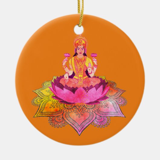 Happy Diwali - Deepalavi Lakshmi Goddess 4 Keramisch Ornament (Voorkant)