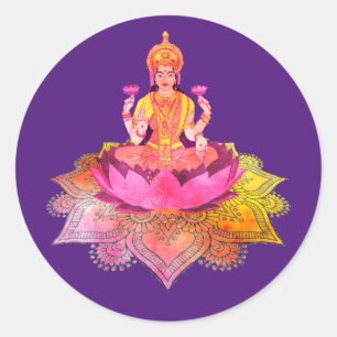 Happy Diwali - Deepalavi Lakshmi Goddess 4 Ronde Sticker