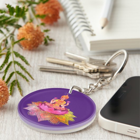 Happy Diwali - Deepalavi Lakshmi Goddess 4 Sleutelhanger (Voorkant Rechts)