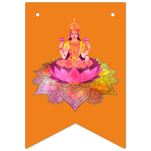 Happy Diwali - Deepalavi Lakshmi Goddess 4 Vlaggetjes