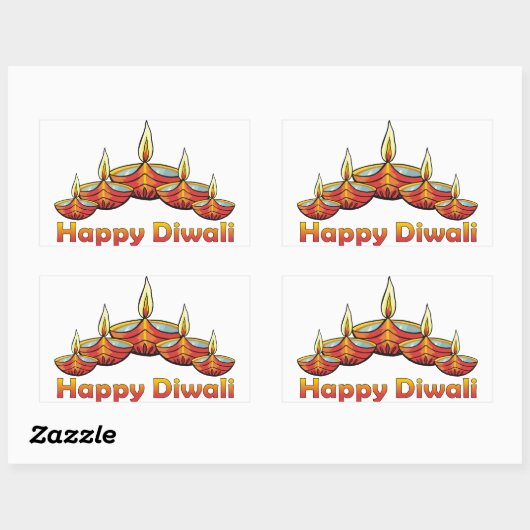 Happy Diwali Deepas Rechthoekige Sticker (Vel)