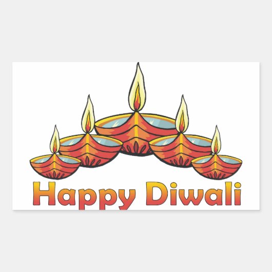 Happy Diwali Deepas Rechthoekige Sticker (Voorkant)