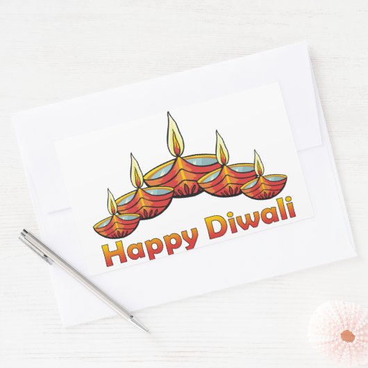 Happy Diwali Deepas Rechthoekige Sticker (Envelop)