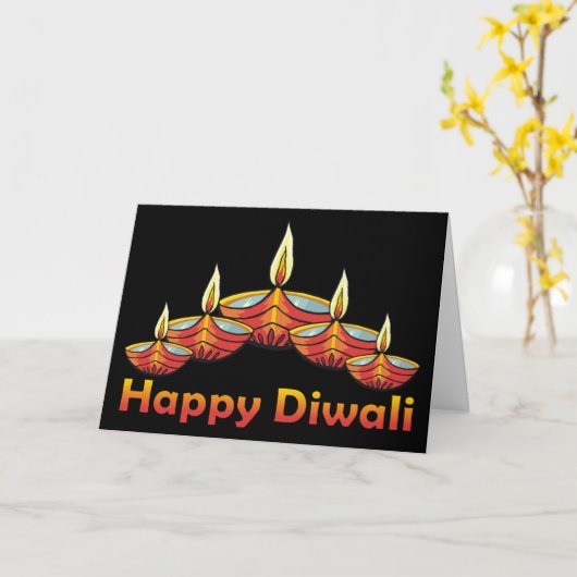 Happy Diwali Deepas Wenskaart Kaart (Gele Bloem)