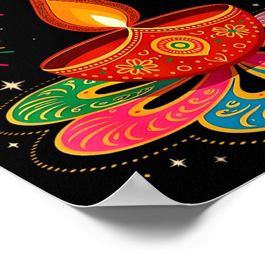 Happy Diwali Deepavali Hindu Indian Festival Of Li Poster (Hoek)