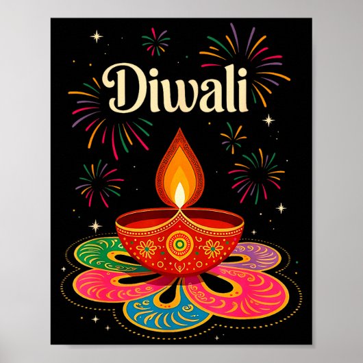 Happy Diwali Deepavali Hindu Indian Festival Of Li Poster (Voorkant)