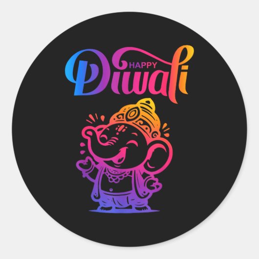Happy Diwali Deepavali Hindu Indian Festival Of Li Ronde Sticker (Voorkant)