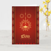 Happy Diwali Deepawali Indian Festival of Lights Kaart (Gele Bloem)