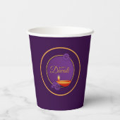 Happy Diwali Diya Candle Paars Gold Papieren Bekers (Achterkant)