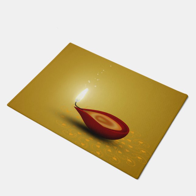 Happy Diwali Diya - Doormat Deurmat (Schuin)