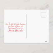 Happy Diwali Diya Festival van licht goud rood Feestdagenkaart (Achterkant)