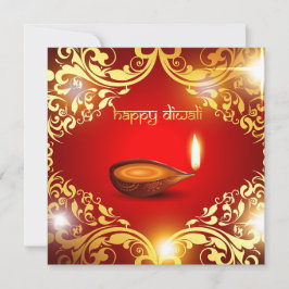 Happy Diwali Diya Festival van licht goud rood Feestdagenkaart
