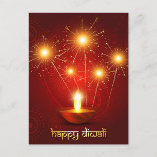 Happy Diwali Diya Festival van Licht Vuurwerk Feestdagenkaart