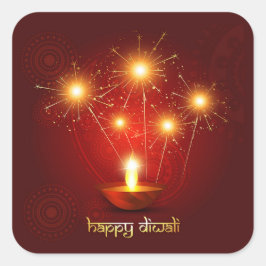 Happy Diwali Diya Festival van Licht Vuurwerk Vierkante Sticker