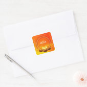 Happy Diwali Diya Geel Sinaasappel Groet Vierkante Sticker (Envelop)