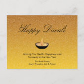 Happy Diwali Diya Lamp Glitter Gold Uitnodiging (Voorkant)